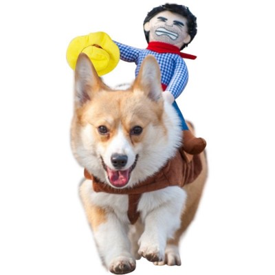 Funny Pet Dog Apparel Costume Pet Suit Cosplay Western Cowboy Rider Style Clothes