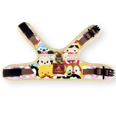 Medium Dog Harness And Leash Set To Prevent Dog Theft With Yellow Smiling Faces