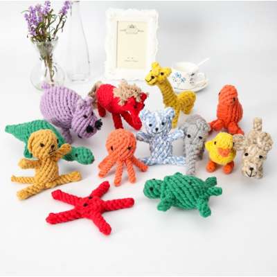 Wholesale Cute Durable Chew  Custom Handmade Cotton Rope Pet Dog Toothbrush Toy Pack Set